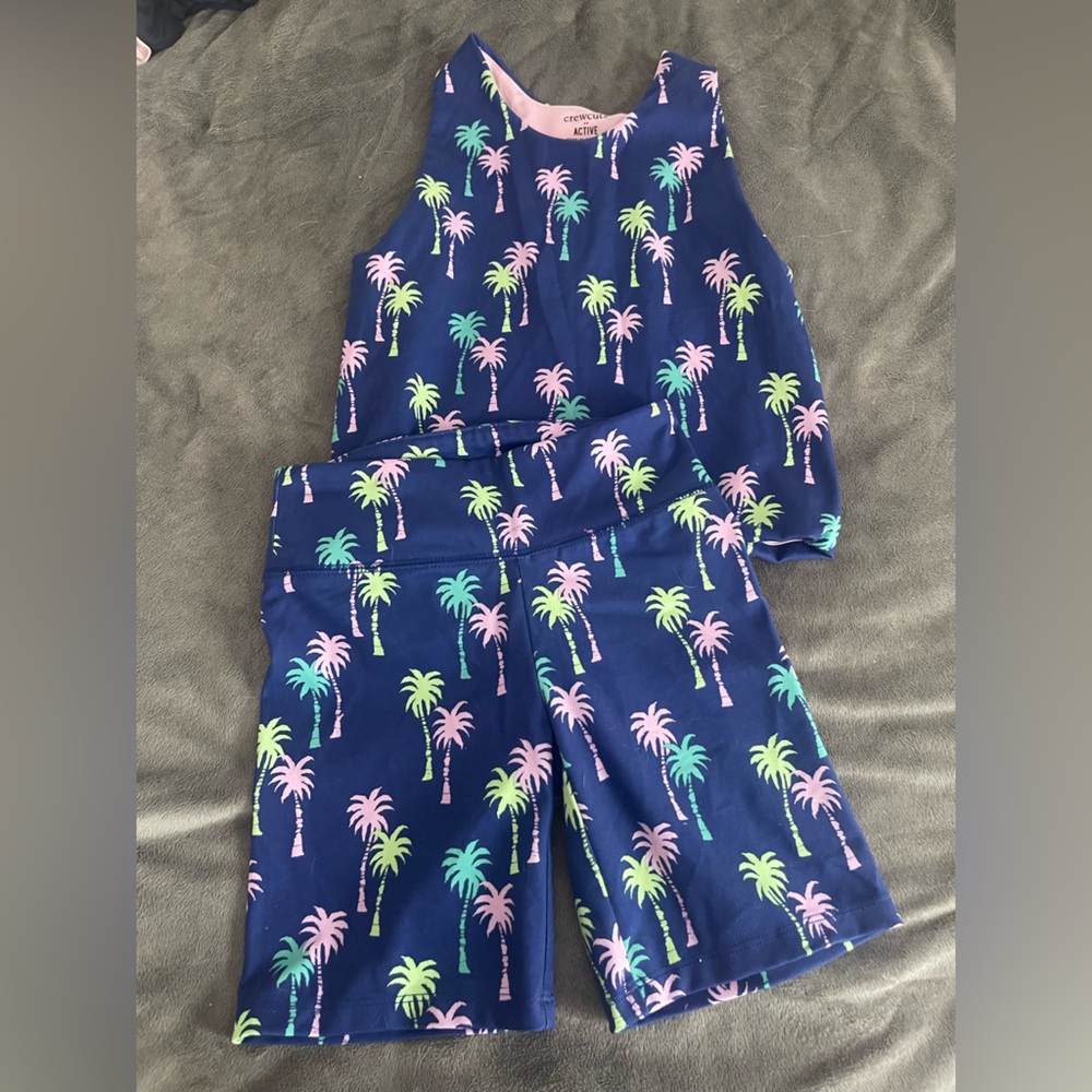 Crewcuts Navy Shorts and tank set with Palm Tree Print